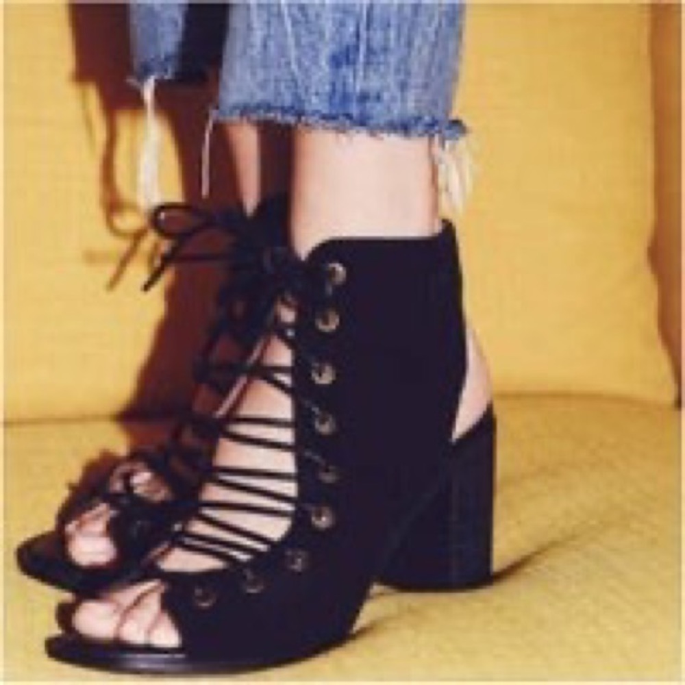 Jeffrey Campbell Black Free People Minimal Lace Sandal Corset